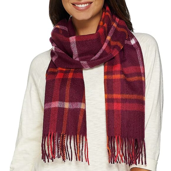 Isaac Mizrahi Accessories - Isaac Mizrahi Live! 2-Ply Cashmere Woven Plaid Scarf 16195